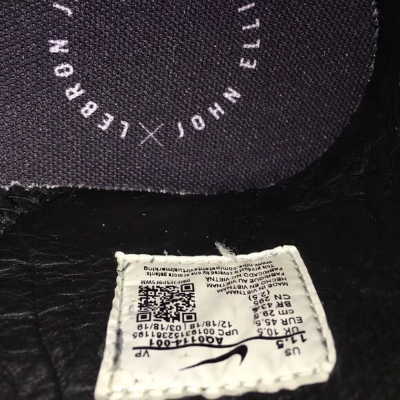 NIKE LEBRON X JE ICON QS JOHN ELLIOTT SUMMIT Black SAIL SZ 11.5 AQ0114-001) - Picture 4 of 9